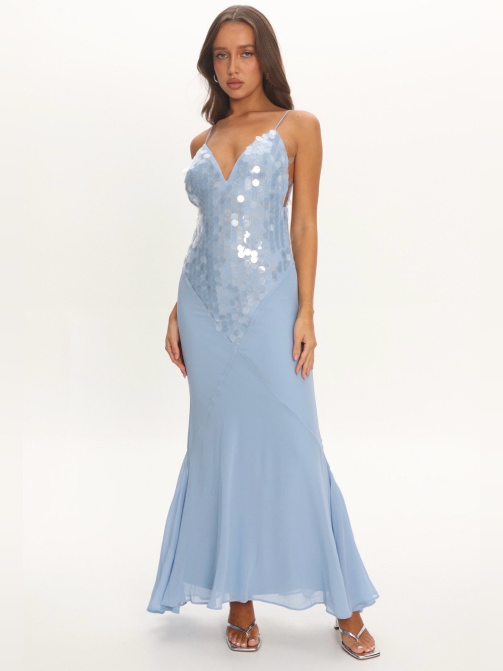 Meranda V-Neck Maxi Dress Sequin